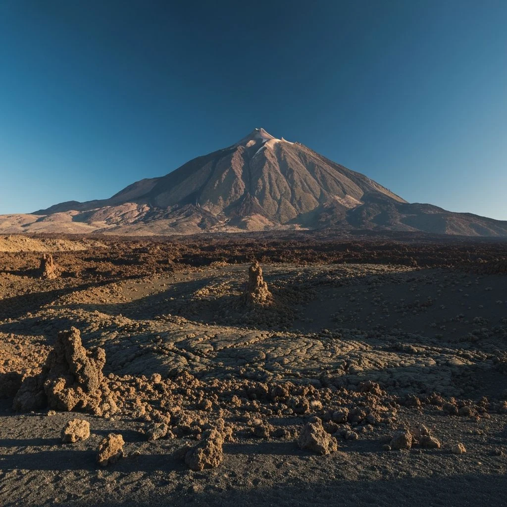 Teide vulkaan met maanachtig lavalandschap eromheen
