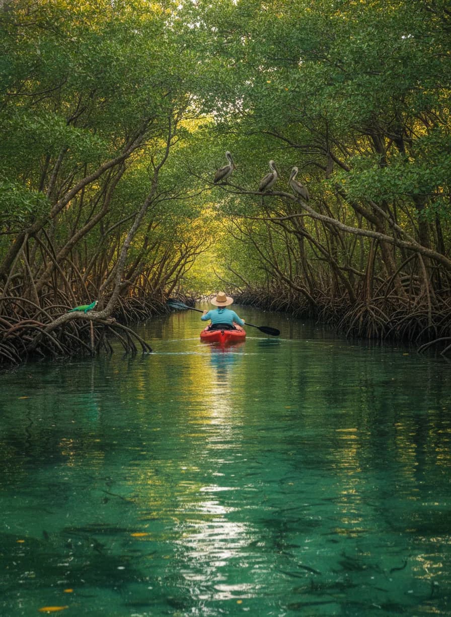 Mangrove-kajakken Lac Bay