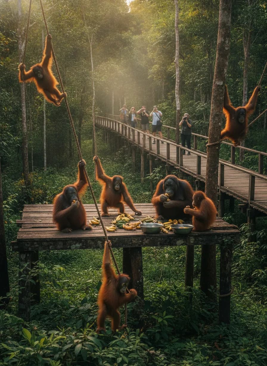 Sepilok orang-oetan-feeding
