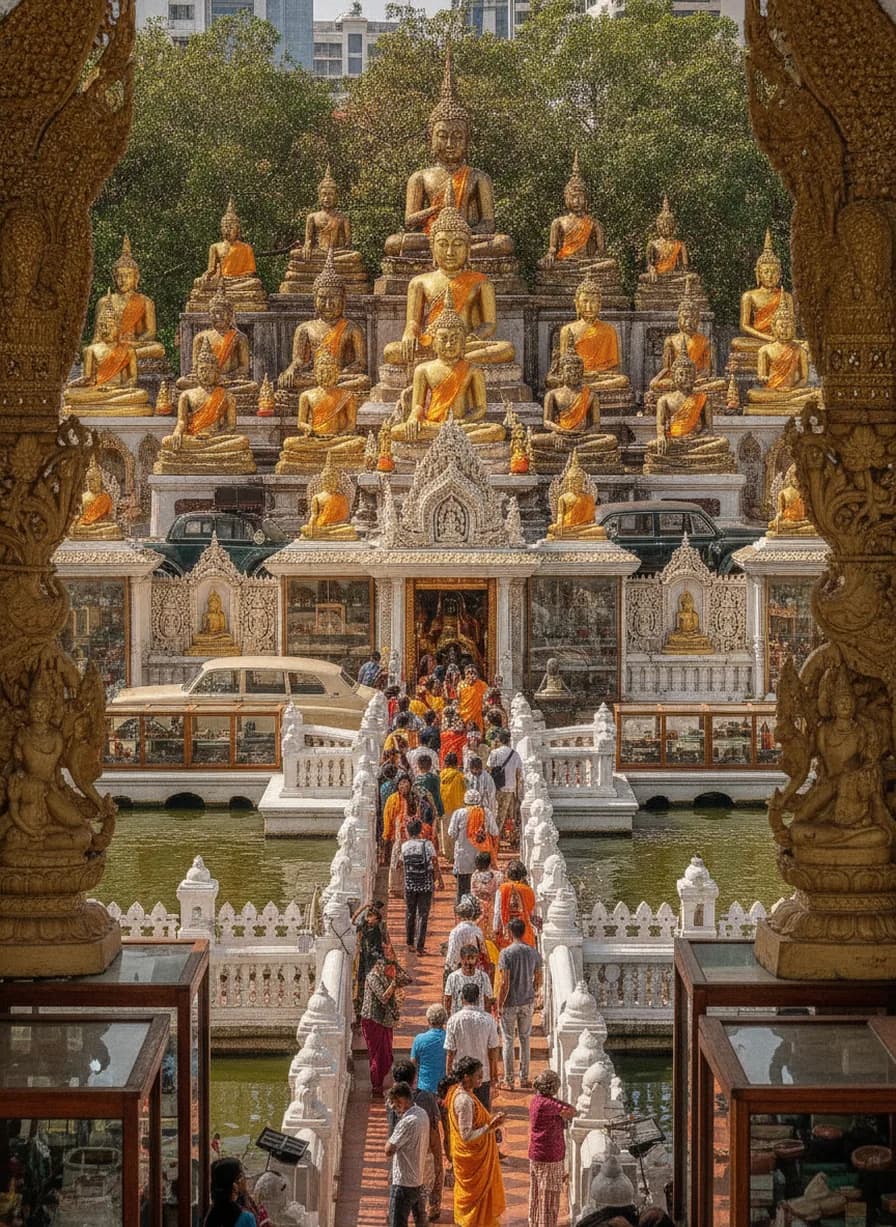 Gangaramaya Temple + Seema/Sima Malaka aan Beira Lake