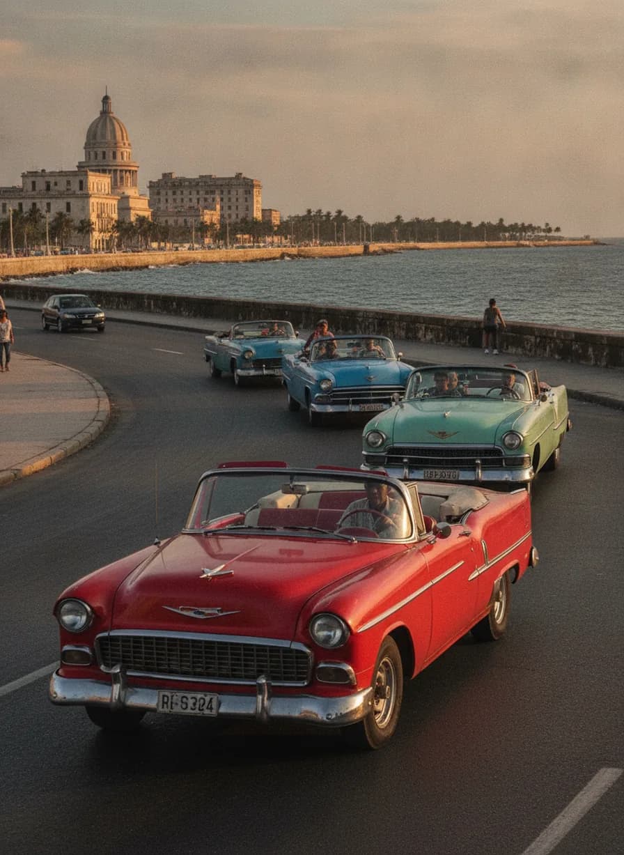 Classic car tour door Havana