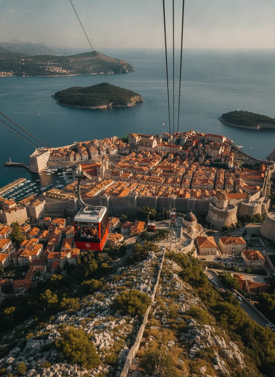 Kabelbaan naar top berg Srđ