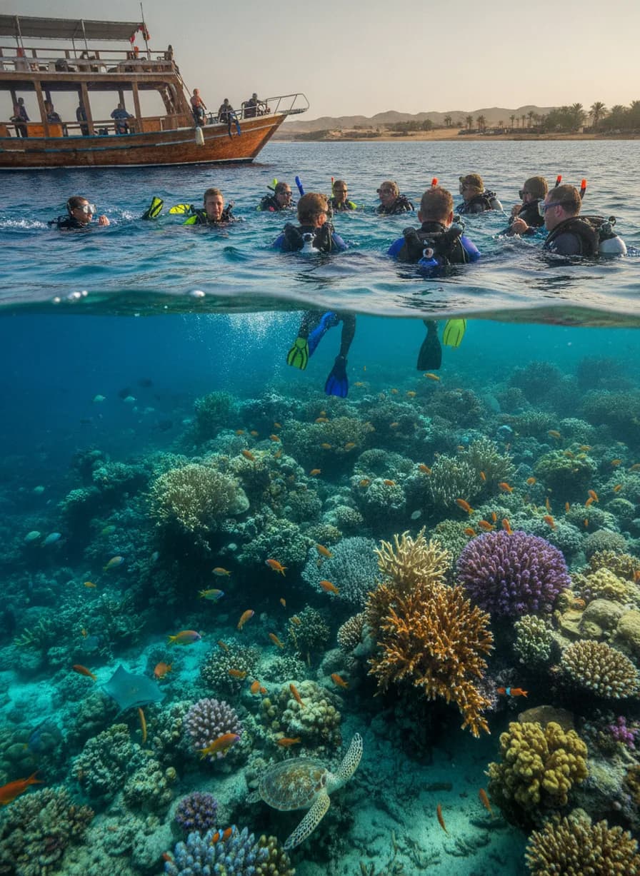 Boottocht voor snorkelen op open water