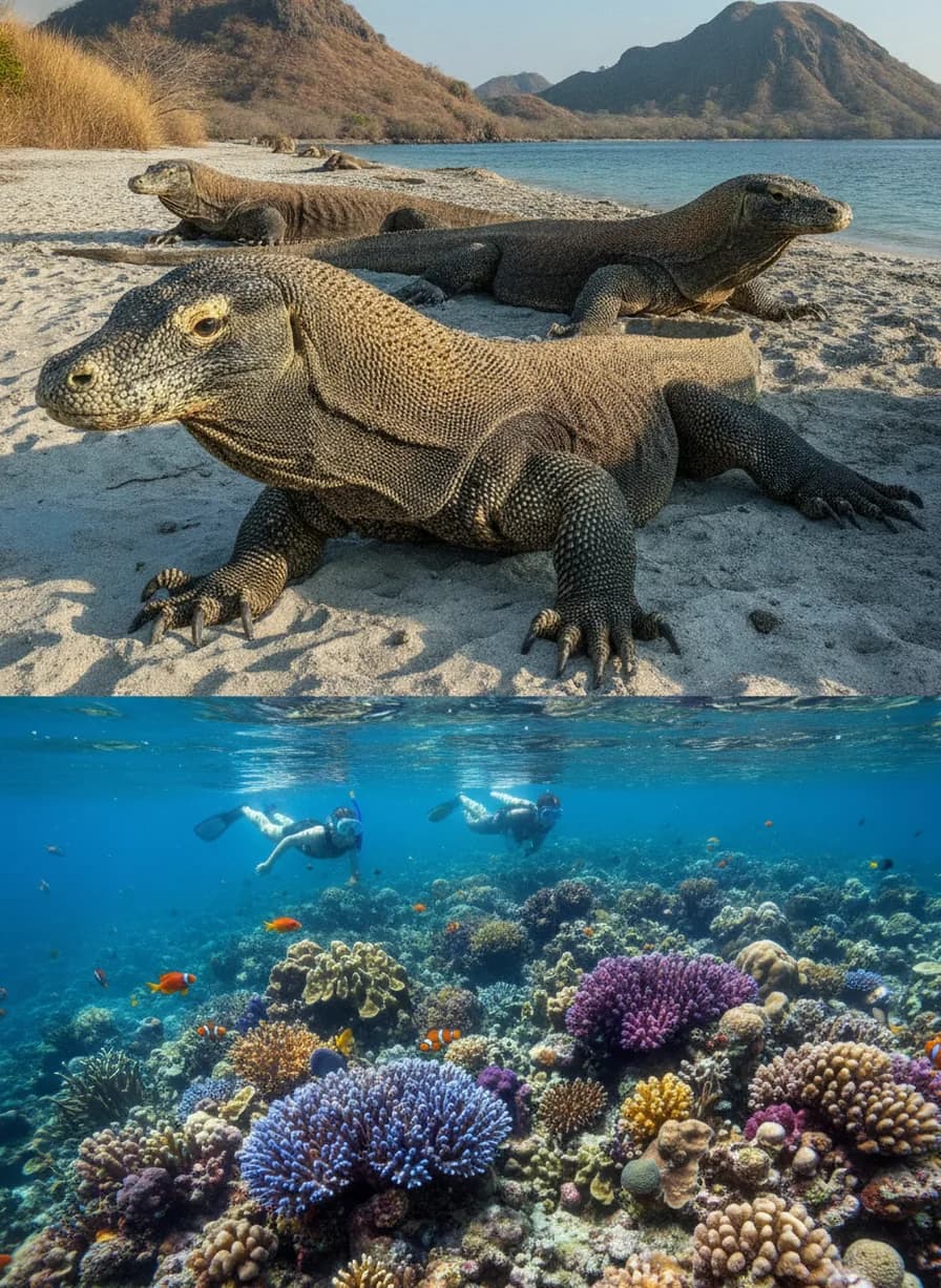 Komodo NP varanen + snorkel