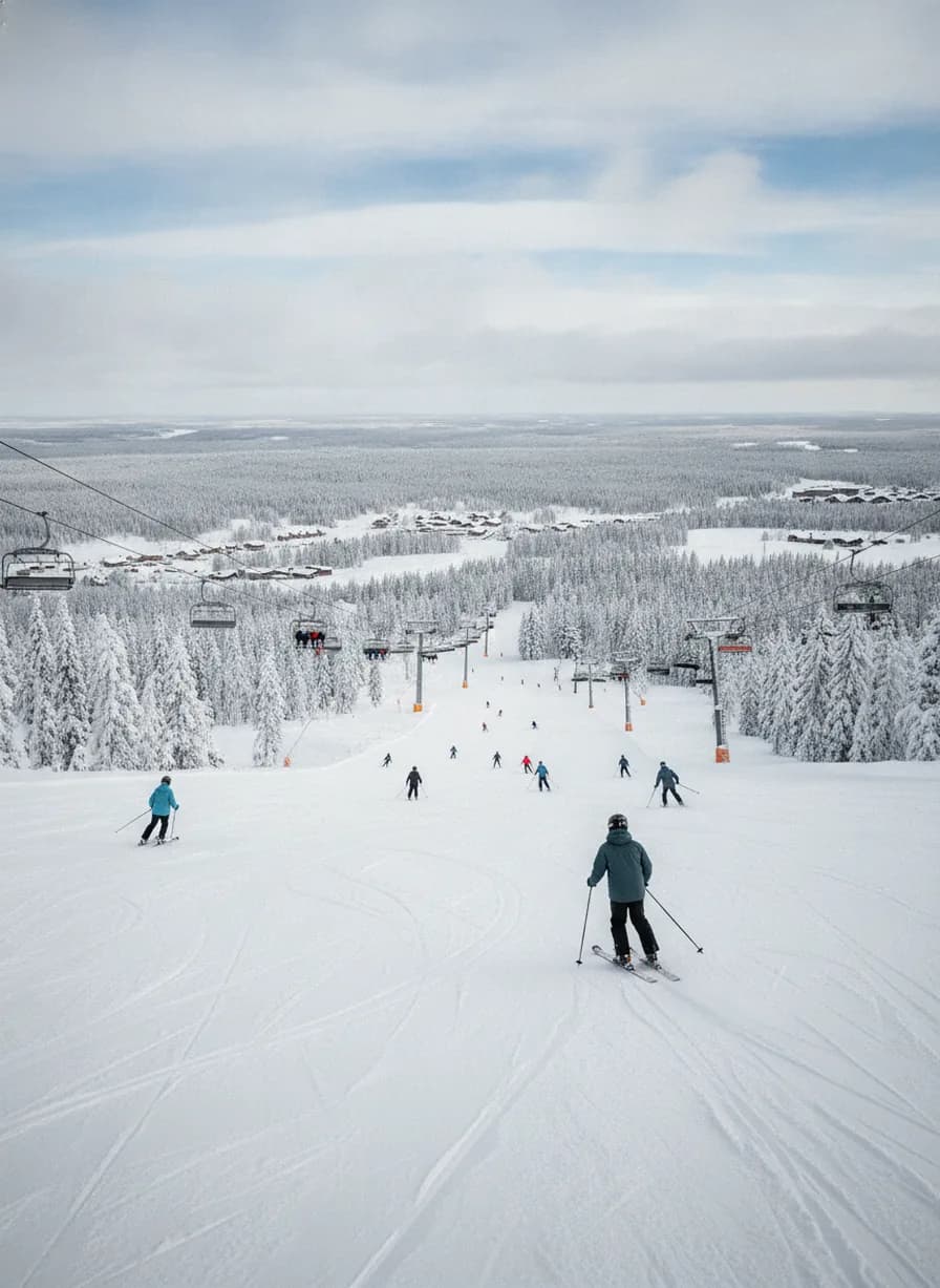 Alpineskiën op pistes Levi