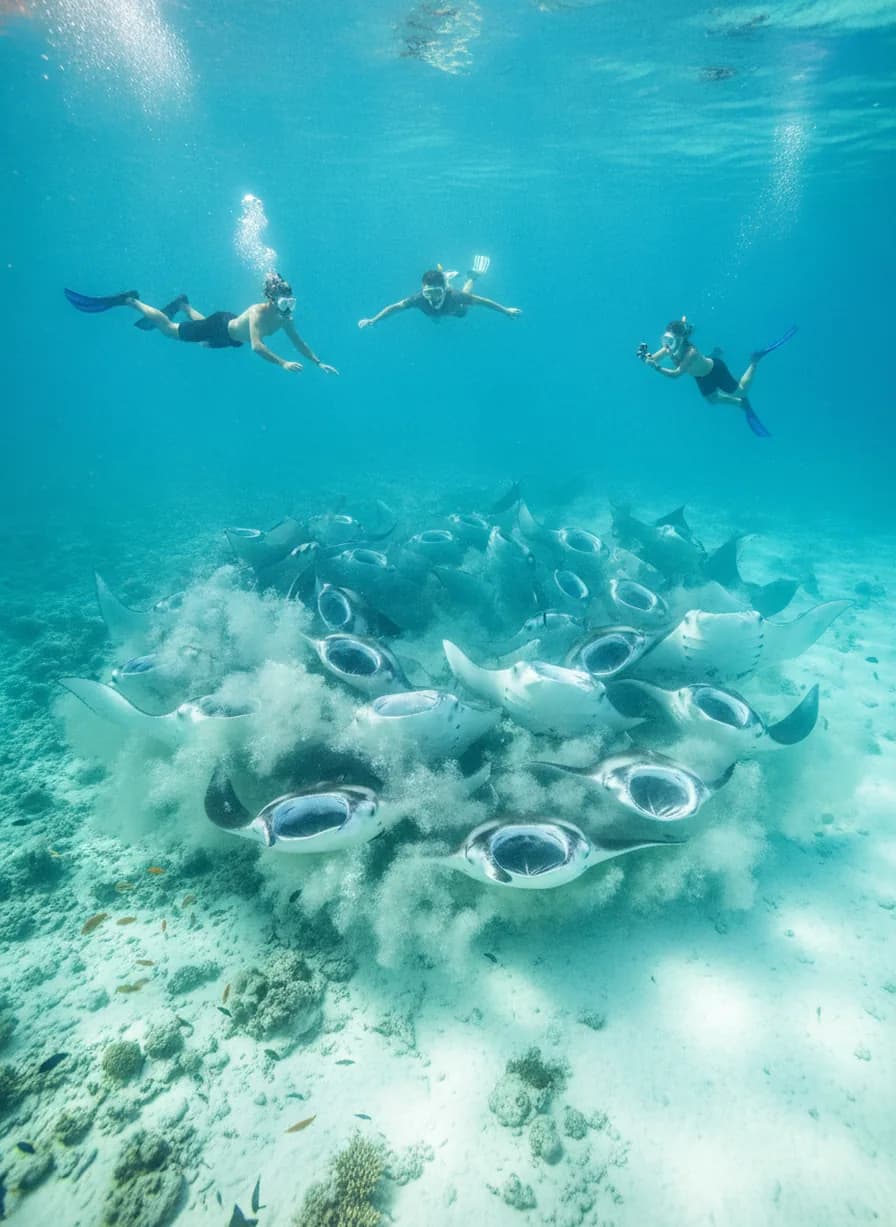 Snorkelen met mantaroggen Hanifaru Bay