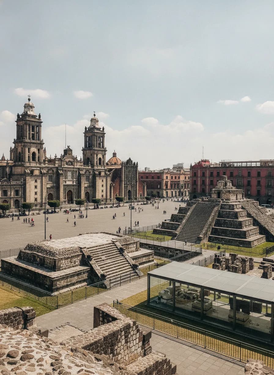Mexico-Stad historisch centrum (Zocalo, Templo Mayor)