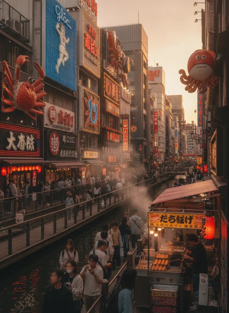 Streetfood + neon Dotonbori