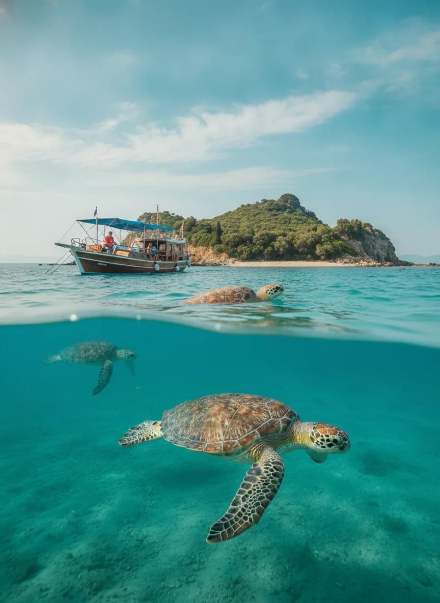 Marathonisi (Turtle Island) per boot