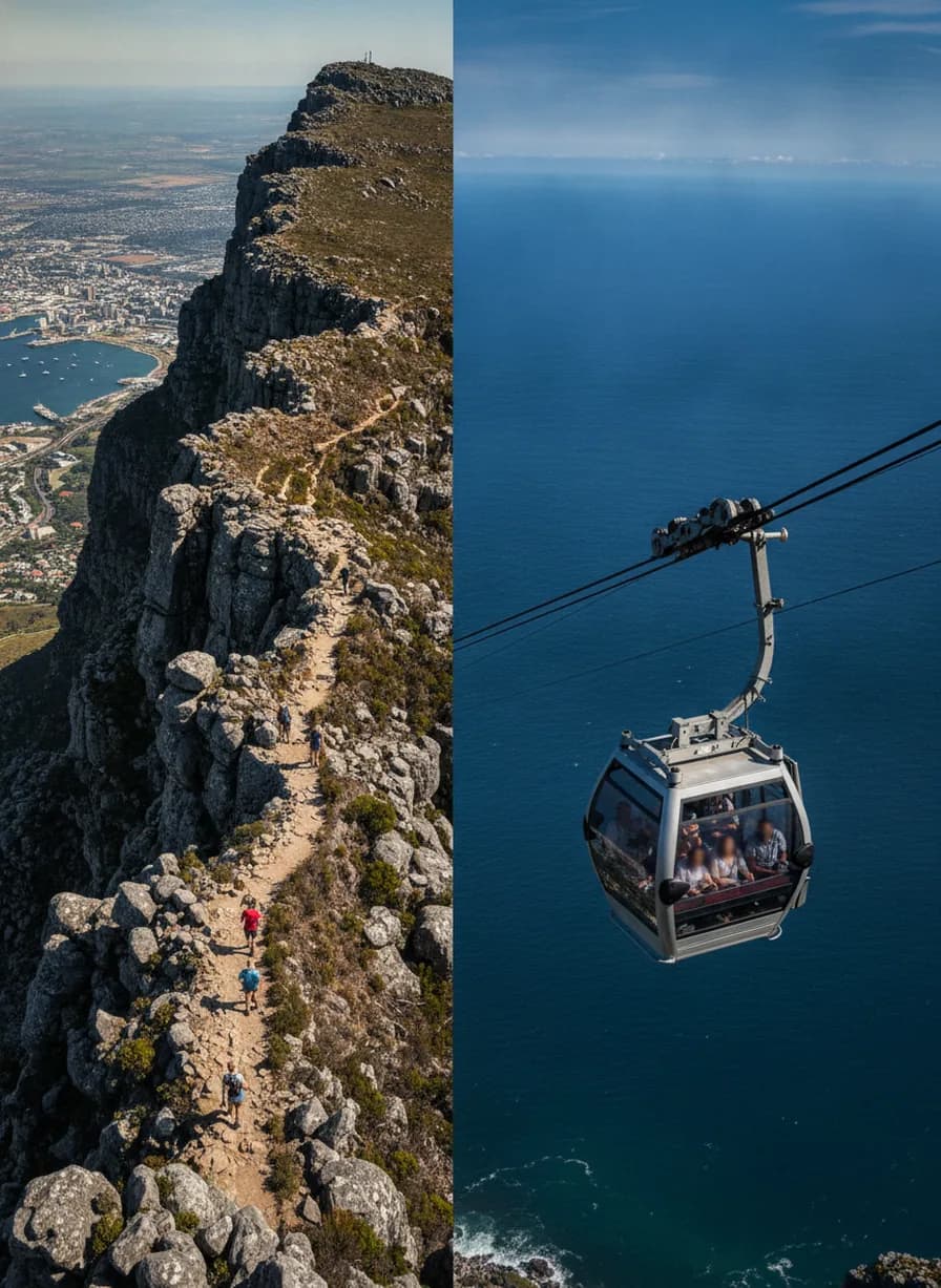 Tafelberg beklimmen of kabelbaan
